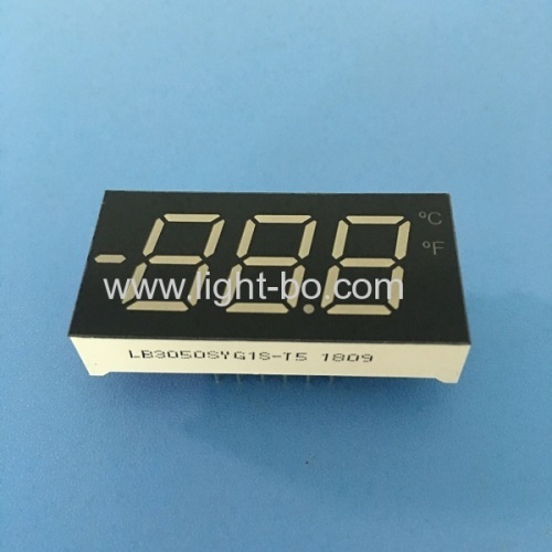 Customized pure green 3 1/2 Digits 7 segment led display common cathode for temperature indicator