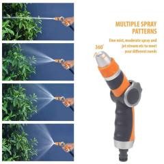 2-pattern metal garden water nozzle with thumb valve