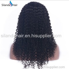 Kinky Curly Remy Brazilian Human Hair #1B Handmade Full Lace Wigs