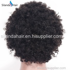 Afro Curly #1B Brazilian Remy Human Hair Full Lace Wigs