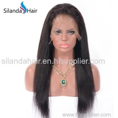 Straight #1B Natural Color Hand Knotted Full Lace Wigs Brazilian Human Hair