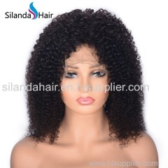 #1B Kinky Curly Brazilian Remy Human Hair Lace Front Wigs 14 Inch