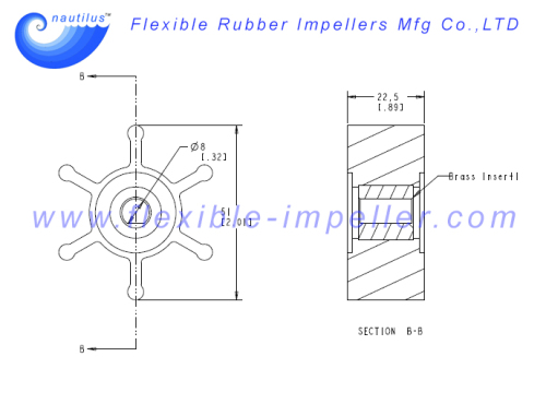 Water Pump Flexible Rubber Impeller Replace Johnson Impeller 09-824P-9 Nitrile Fit for Johnson F4 Pumps