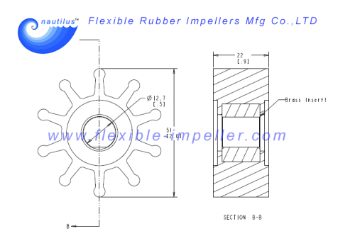 Flexible Rubber Impellers replace OBERDORFER Impeller 6593 Neoprene