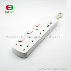 uk type Unique switch 3 way power socket outlet with USB