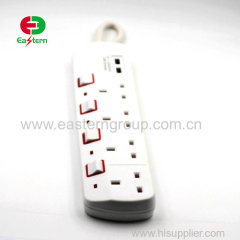 Extension Lead 6 Sockets 2 usb 2.1a 2m Switched UK Surge protector 4 Outlets 2.1A USB