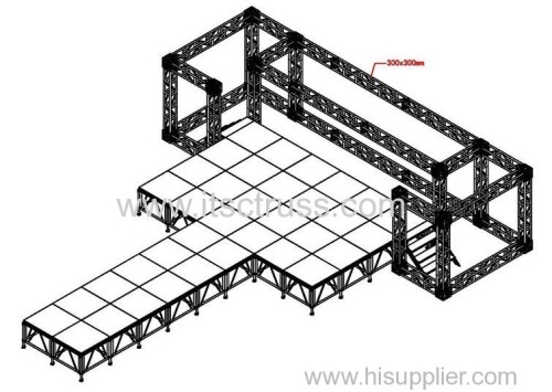 Portable stage system with lighting trusses backdrops