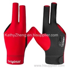 Factory made men women left handed billiards snooker gloves pool cue gloves manufacturer