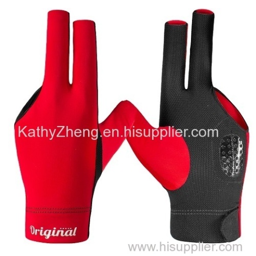 Factory made men women left handed billiards snooker gloves pool cue gloves manufacturer