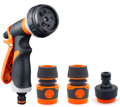 Plastic multifunction garden hose nozzle set