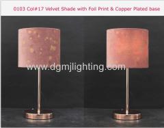 Velvet Shade With Foll Print & Copper Plated Base