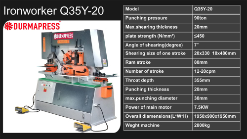 Export to Thailand Q35Y 20T Hydraulic Ironworker machine