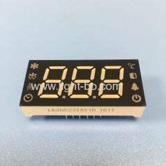 Customized Super red / yellow triple digit 7 Segment LED Display common anode for Refrigerator