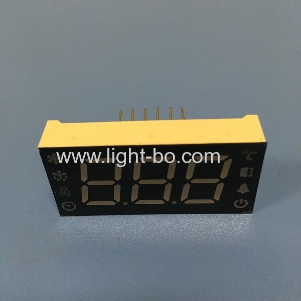 personalizado super vermelho / amarelo triplo dígito 7 segmento led display anodo comum para geladeira