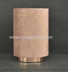 French velvet with rose gold foil print pad lamp dusty pink