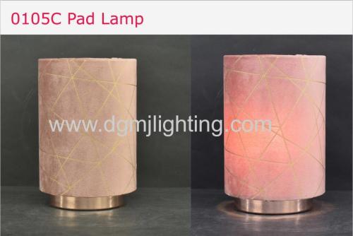 French velvet with rose gold foil print pad lamp dusty pink