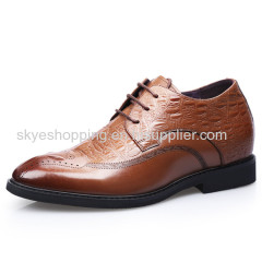Men elevator leather shoes height increasing 7 cm formal dress shoe for wedding party