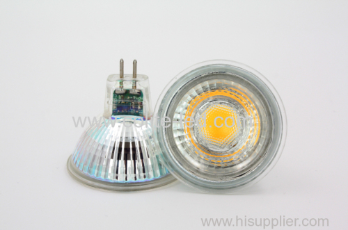 5W COB AC/DC12V Glass body MR16 LED lamp Ra&gt;80