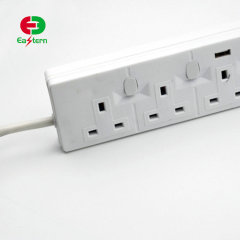 EU/UK/US/AU/JP 4 Ports 3m usb power strip with USB Surge Protector