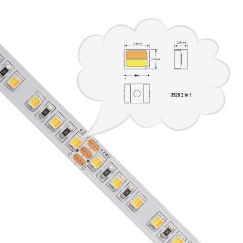 2 in 1 3528 LED strip lights CCT Tunable 120LED/M