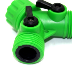 Plastic Garden Y tap connector with separate ball valve