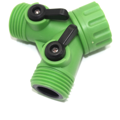 Plastic Garden Y tap connector with separate ball valve