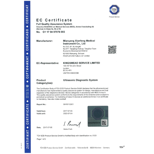 Ultrasound Products CE Certificate