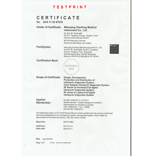 Testprint Certificate