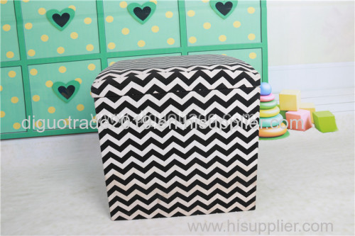 High quality fabric chevron pattern pine storage stool