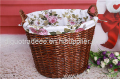 Handmade wicker storage basket willow laundry basket with lining