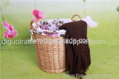 Handmade wicker storage basket willow laundry basket with lining