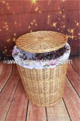 Handmade wicker laundry basket with lid