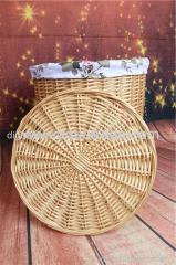 Handmade wicker laundry basket with lid