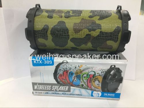 Portable Speaker Bluetooth Cylinder Wireless Bass Stereo FM Radio Rechargeable