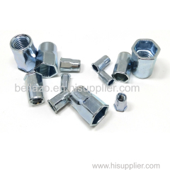 Half hex rivet nuts with reduced collars