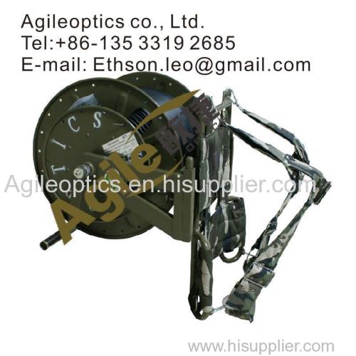 Man-pack tactical fiber optic cable reel