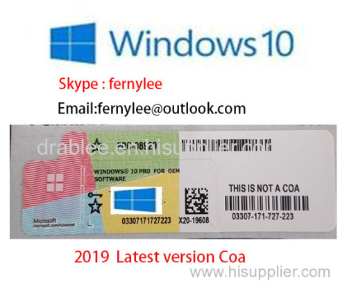 2019 Genuine Windows 10 Pro OEM Coa Sticker 100% License Activated Key