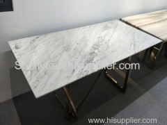 White Marble Coffee Dinning Table Top With Metal Leg