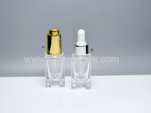 15ml glass cosmetic square bottle containers with dropper pipettes for lotion eye serum skin essence