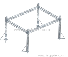 Flat roof lighting truss rigging with 4 towers