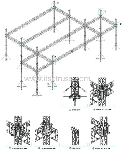 DJ concert lighting trusses flat roof system