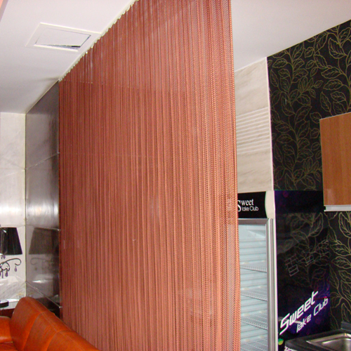 copper metal cascade coil drapery 