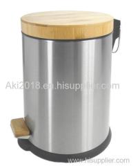 pedal waste bin with bamboo lid