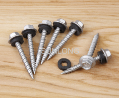 Hi-Lo tapping screw - hex head - black rubber washer - cut end - ruspert