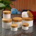 50g white pp jar with bamboo lid face cream container 50ml plastic containers