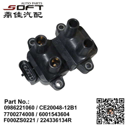 Ignition Coil 224336134R / 7700872834 / 0986221060 / CE20048-12B1 / 7700274008 / 6001543604 / F000ZS0221 / 0040100354