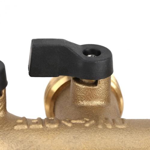 Heavy duty brass 4 way shut off garden hose connector