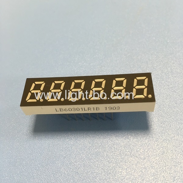 kleine 6-stellige 0,3-Zoll-LED-Anzeige mit gemeinsamer Kathode 7 Segment für Instrumententafel