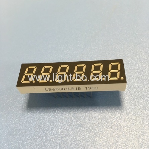 Super bright red 6 digit small size 7 segment led display common anode for temperature controller