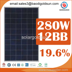 high efficiency 280watt 12bb 60cell polycrystalline solar power panel